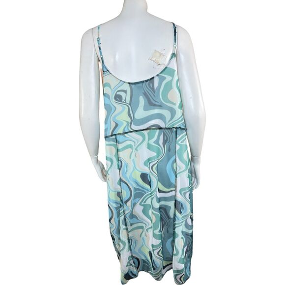 Rue 21 Blue Swirl Sleeveless Sheath Dress Lined Adjustable Straps Size 2X - Picture 7 of 10
